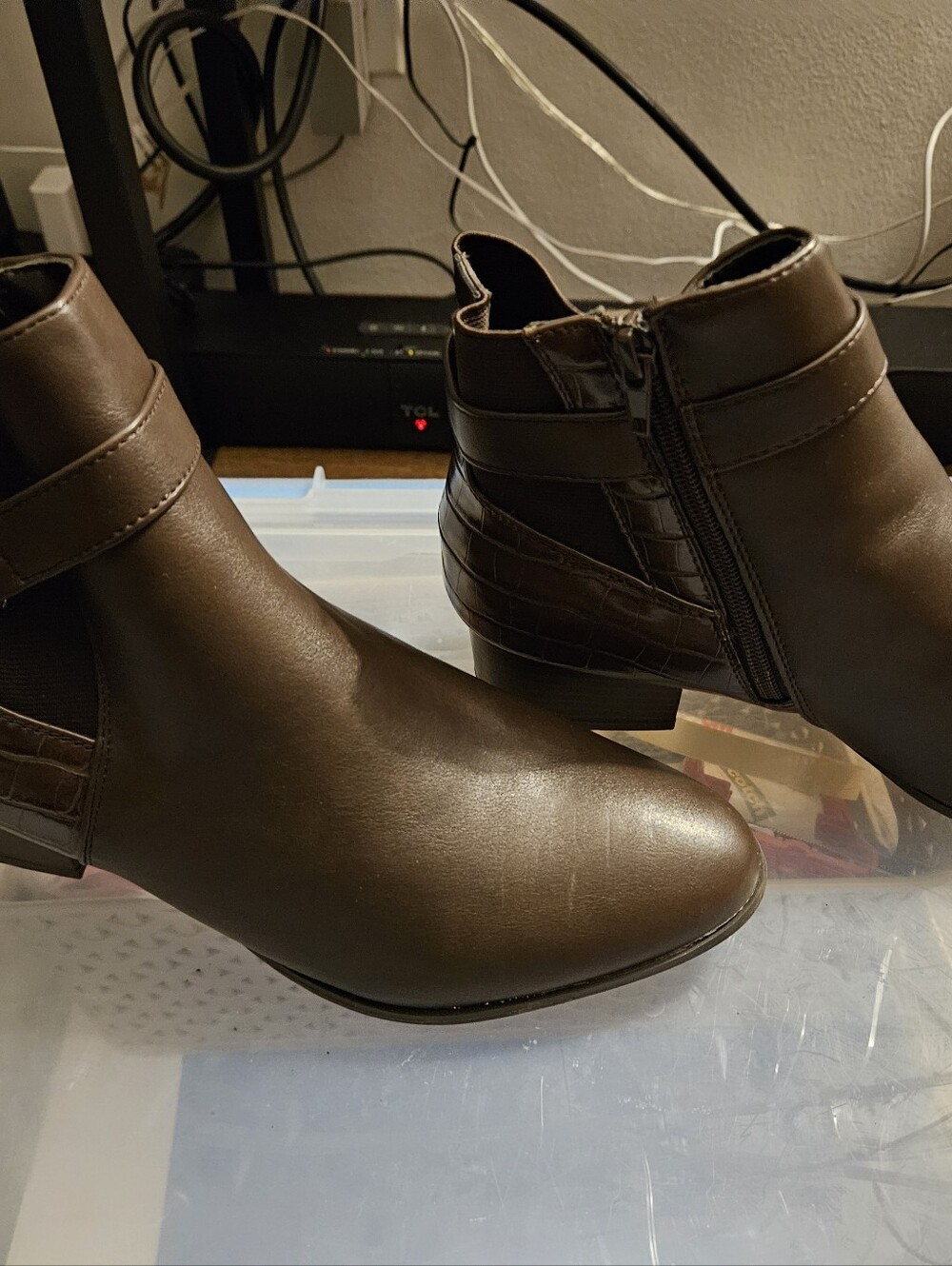 Women’s Brown Ankle Booties with Side Zip